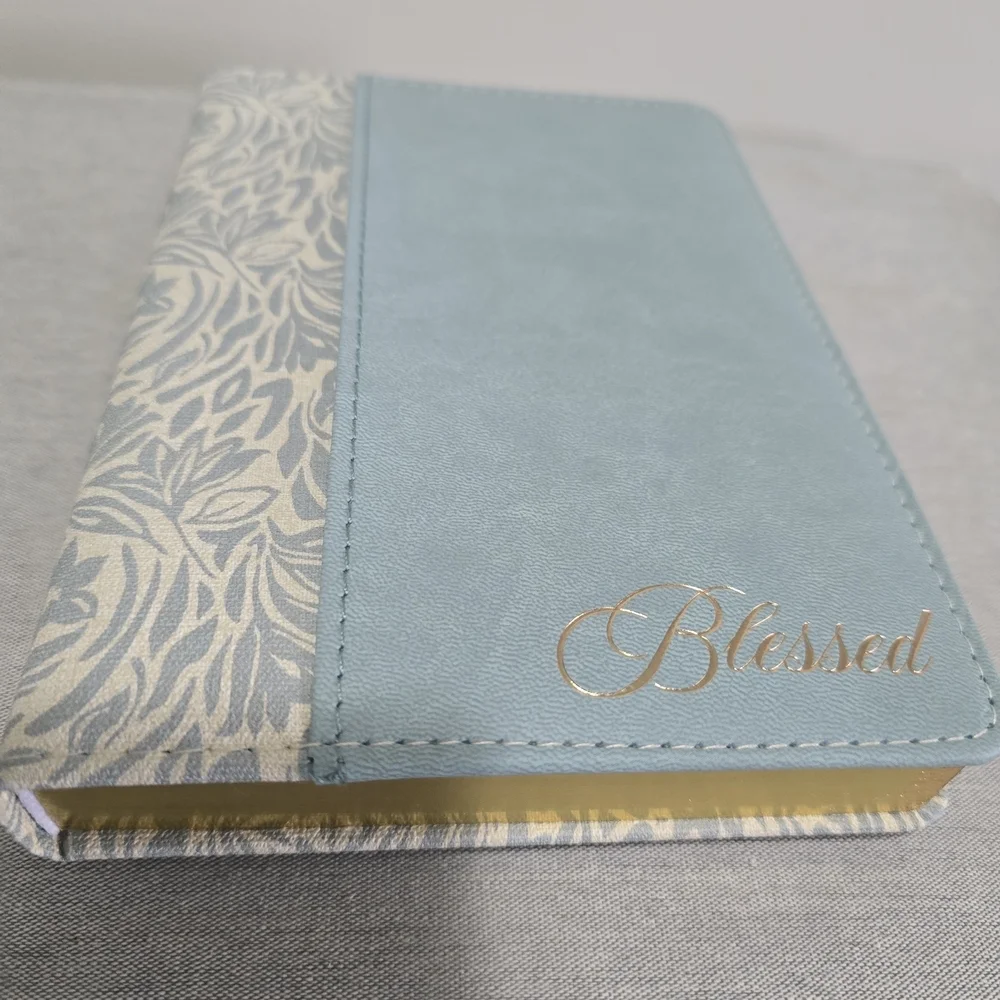 Blessed Script Light Blue Floral Hardcover Journal